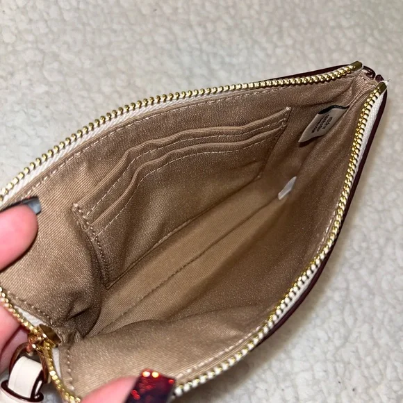 Coach Strawberry Fruit Print Leather Wristlet - Picture 3 of 3